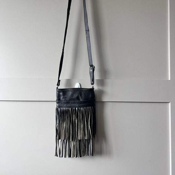 Unbranded Handbags - Fringe Crossbody Bag Women Small Black Leather Boho Western Festival Gothic